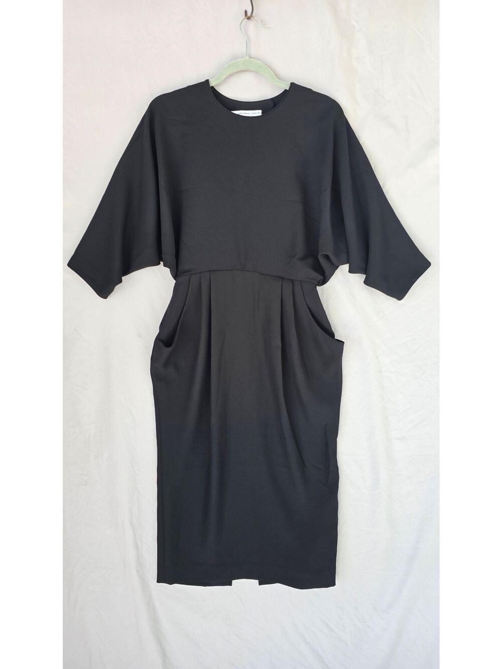 & Other Stories Dress Womens 4 Gray Dolman Sleeve Sheath Pockets Back Cutout